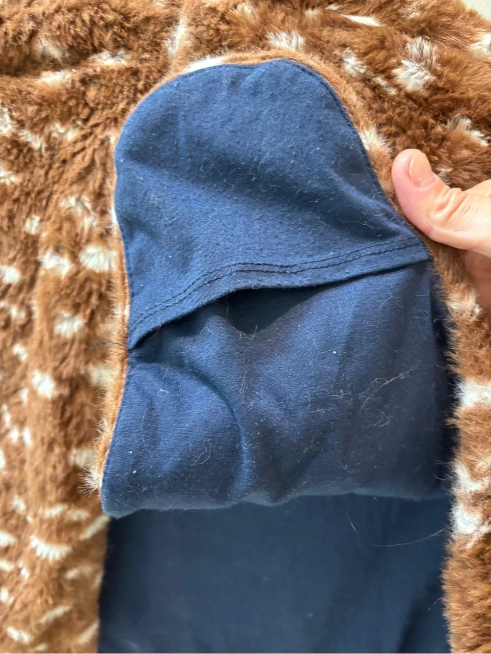 Mini Boden Brown Spotted Deer Hooded Faux Fur Dress Cape